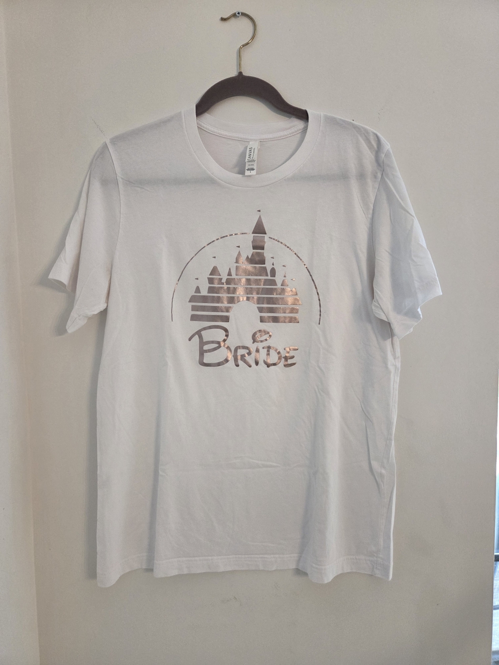 Bella Canvas White Tee with Metallic Rose Graphic - Bride Castle Design